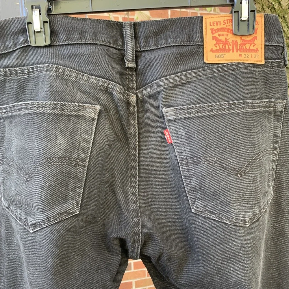 Levis 505 Jeans Mens‎ W32 L32 Black Denim Pants Classic Straight Leg